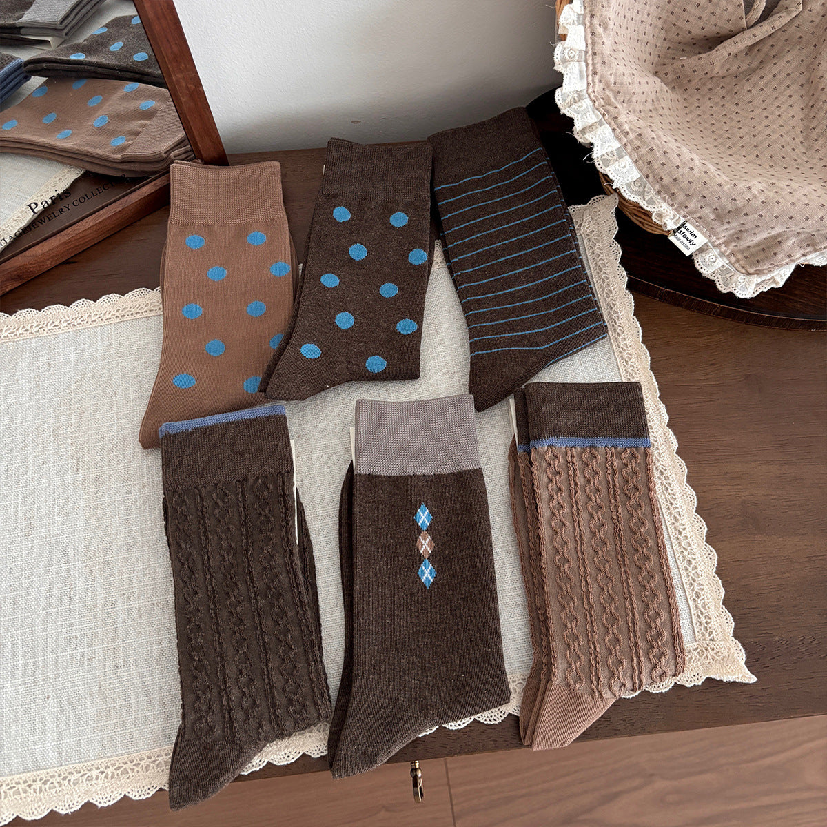 HERITAGE 6-Pair Textured Crew Sock Set