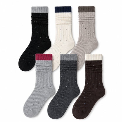 EASE six-pair light-support polka dot crew sock set