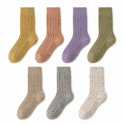 HEARTH seven-pair flecked wool-blend sock set on a white background