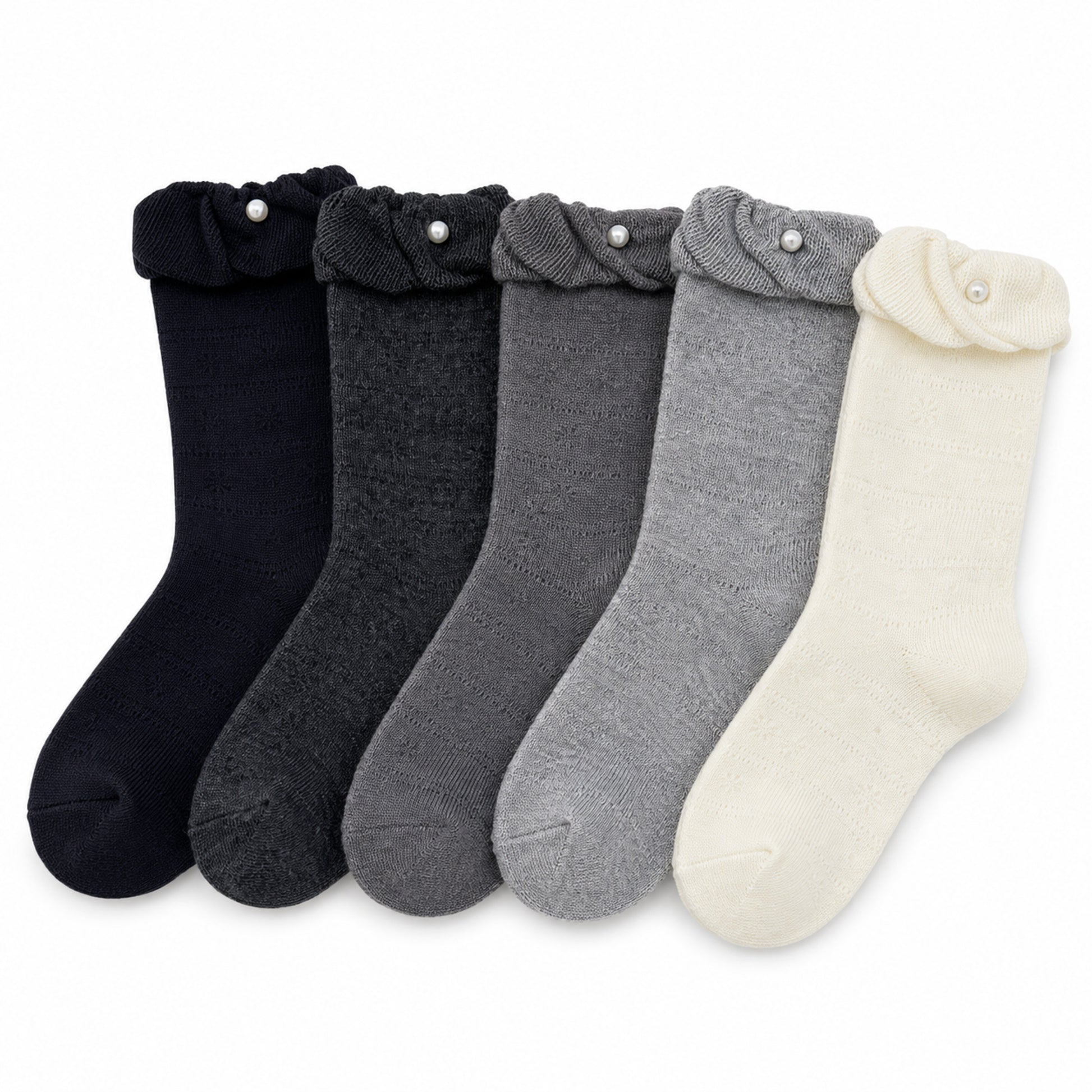 LUSTRE five-pair pearl ruffle slouch sock set