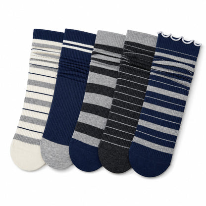 NIGHTLINE five-pair navy stripe slouch sock set