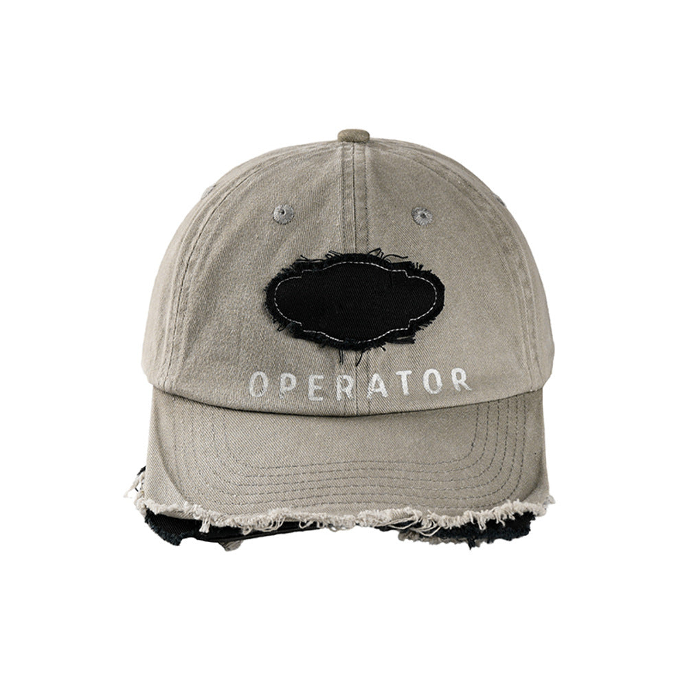 REDRINSE OP distressed washed baseball cap front view on white background