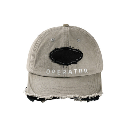 REDRINSE OP distressed washed baseball cap front view on white background