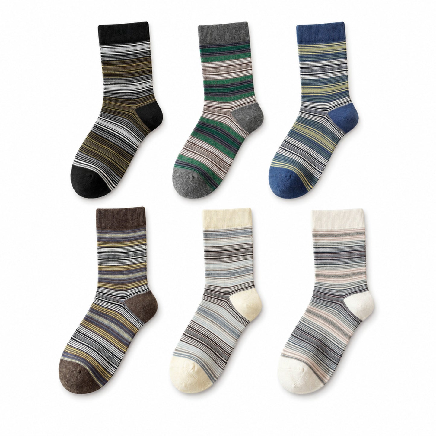 SIGNAL six-pair retro stripe slouch sock set