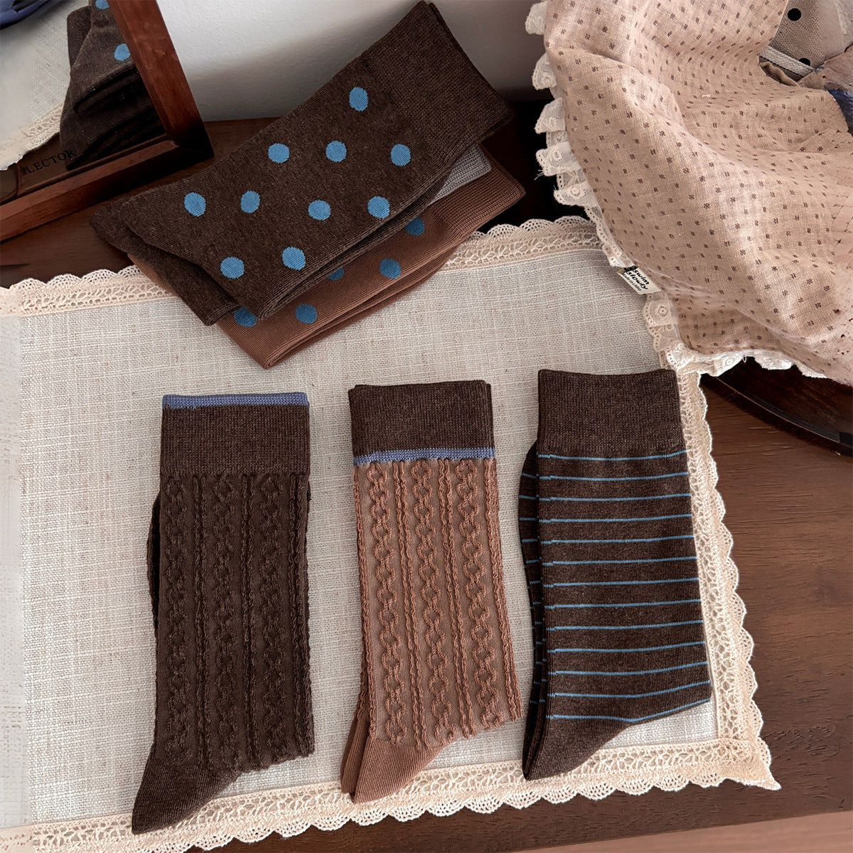 HERITAGE 6-Pair Textured Crew Sock Set