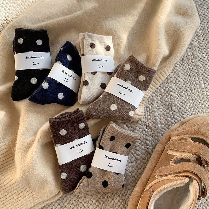 DOTTY 6-Pair Polka Dot Wool-Blend Crew Sock Set