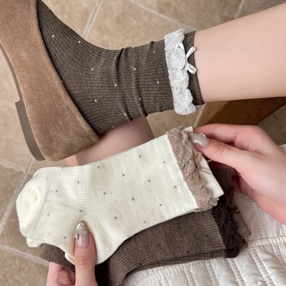 BALLERINA original polka dot lace cuff and bow detail
