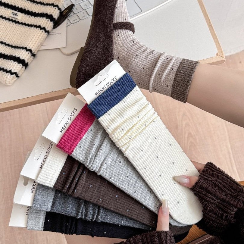 EASE original contrast-cuff polka dot sock assortment