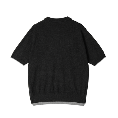 REDRINSE LAYERS dark gray wool-blend knit T-shirt back view