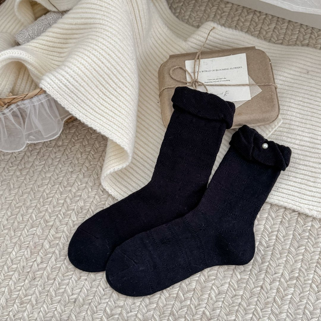 LUSTRE original deep navy pearl ruffle sock product photo