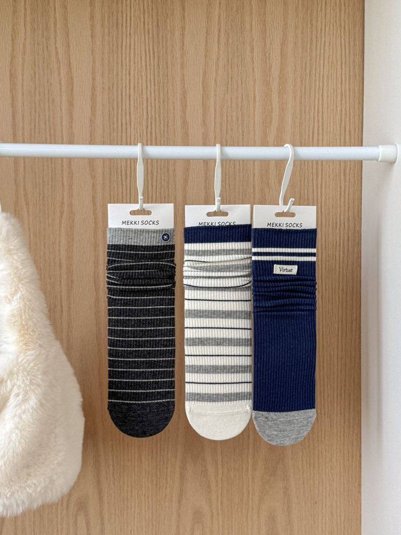 NIGHTLINE 5-Pair Navy Stripe Slouch Sock Set