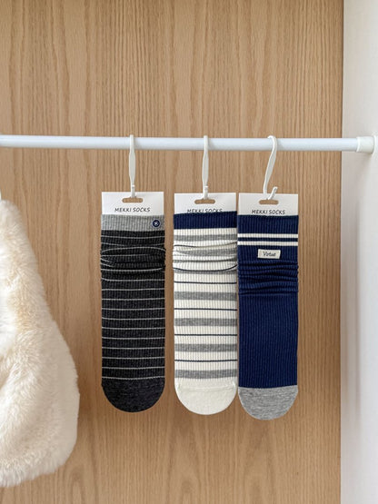 NIGHTLINE 5-Pair Navy Stripe Slouch Sock Set