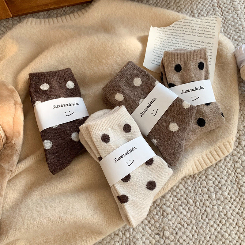 DOTTY 6-Pair Polka Dot Wool-Blend Crew Sock Set
