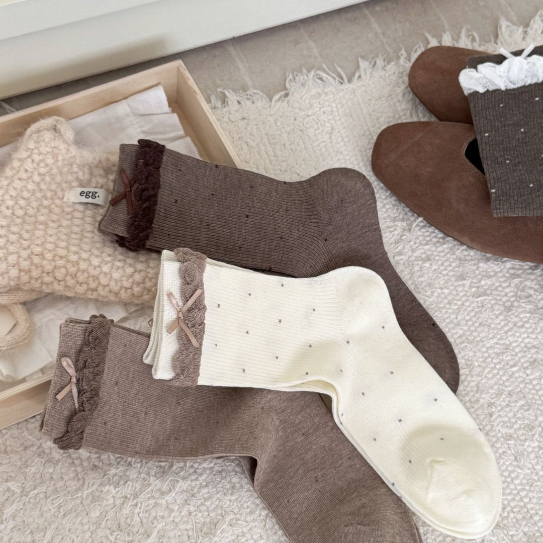BALLERINA original five-color polka dot sock flat lay