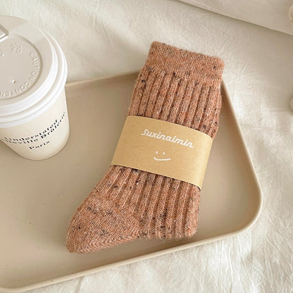 Dusty rose flecked wool-blend mid-calf socks
