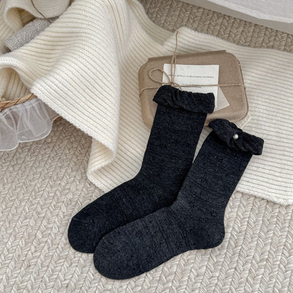 LUSTRE original charcoal pearl ruffle sock product photo