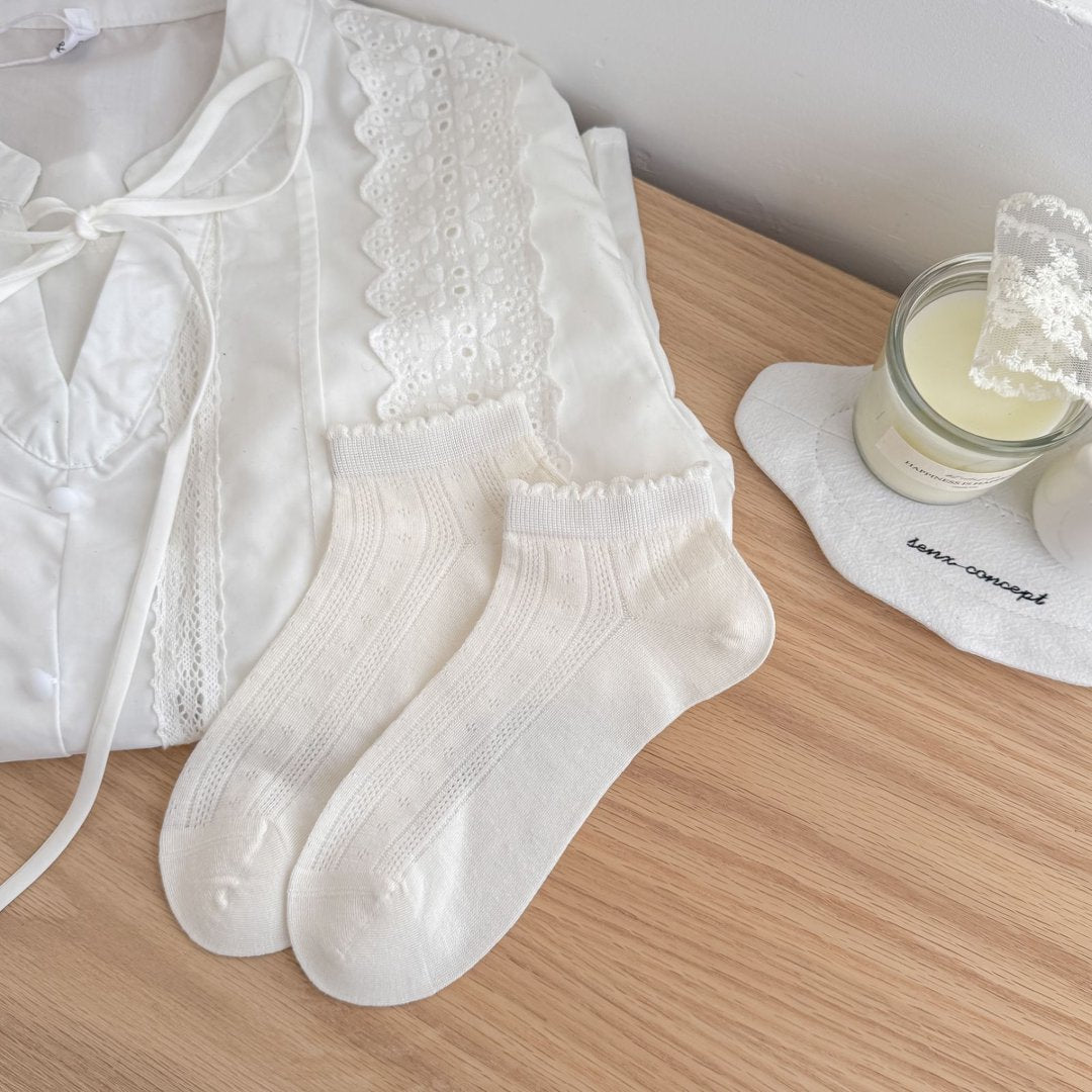 PETAL original ivory pointelle ankle sock product photo