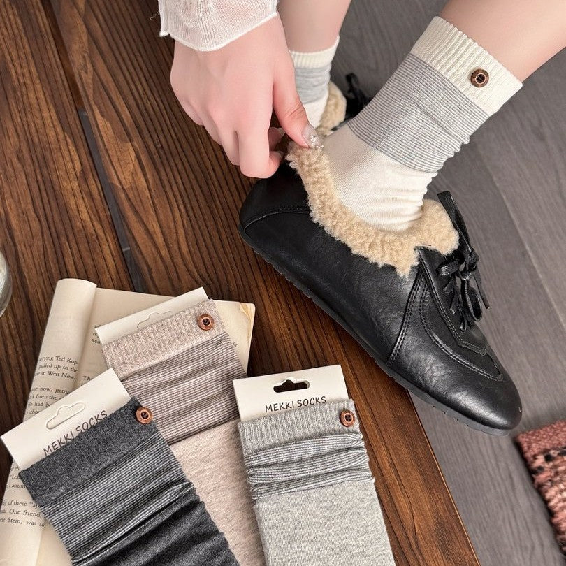 Ribbed combed cotton socks styled with loafers