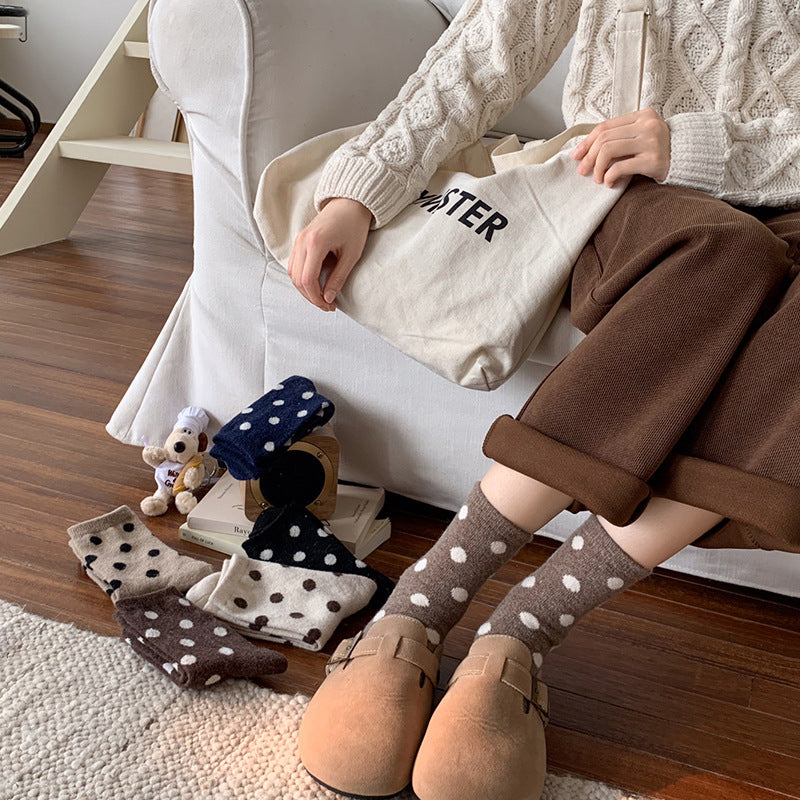 DOTTY 6-Pair Polka Dot Wool-Blend Crew Sock Set