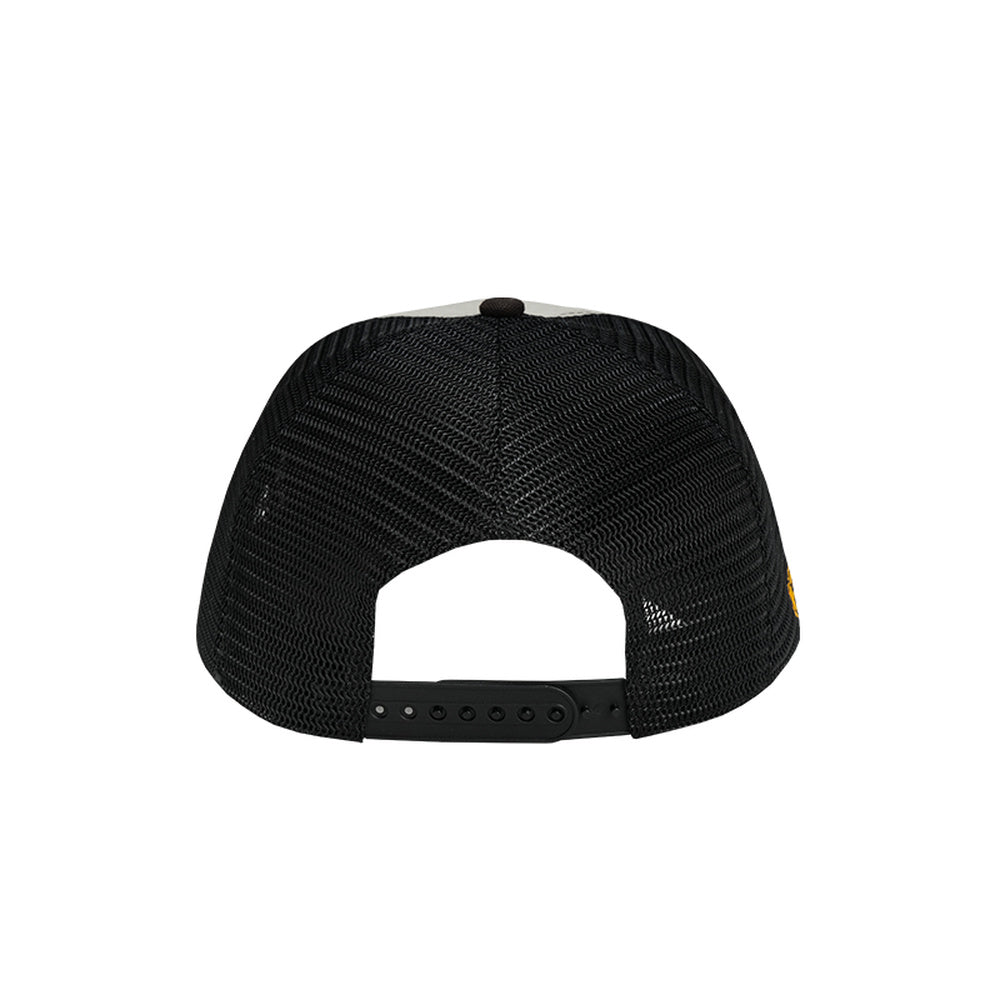 LOUNGE distressed canvas trucker hat mesh back and adjustable closure
