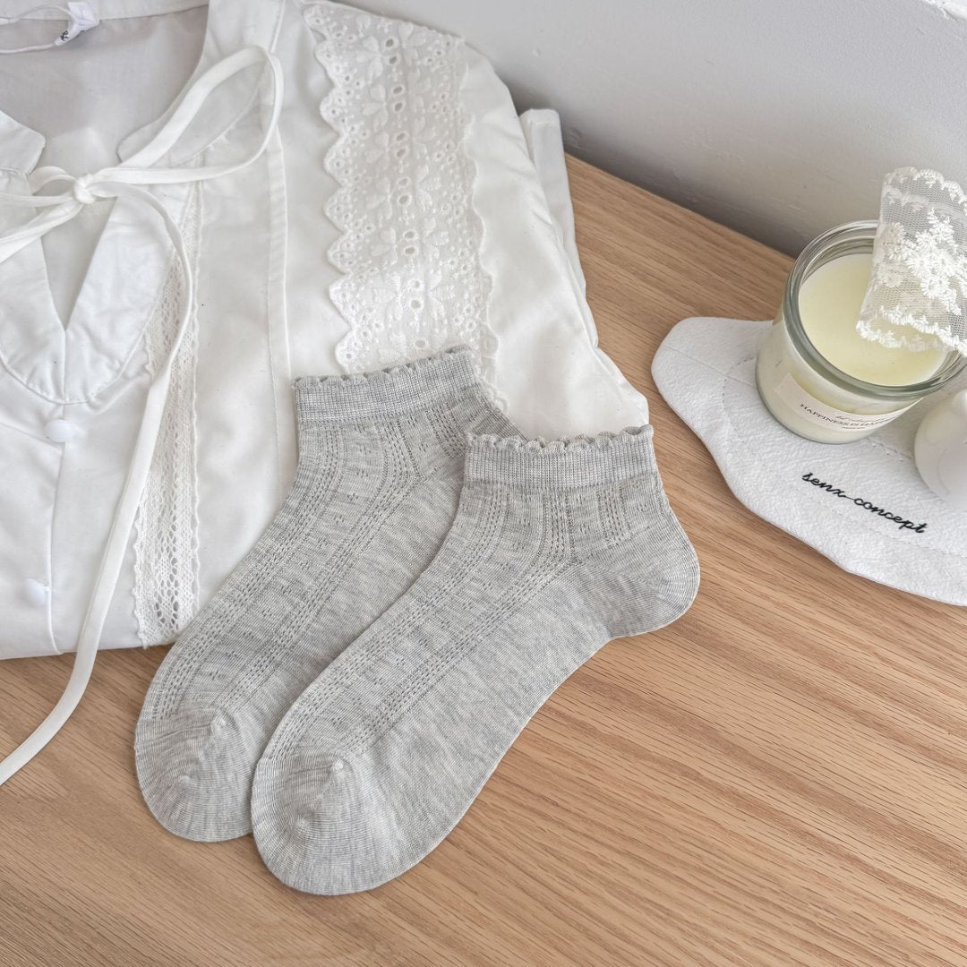 PETAL original heather gray pointelle ankle sock product photo