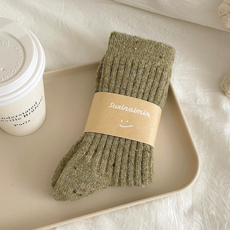 Moss flecked wool-blend mid-calf socks