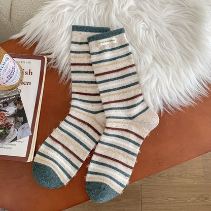 Forest striped wool-blend mid-calf socks