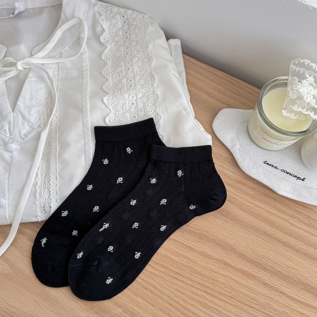 PETAL original black floral pointelle ankle sock product photo
