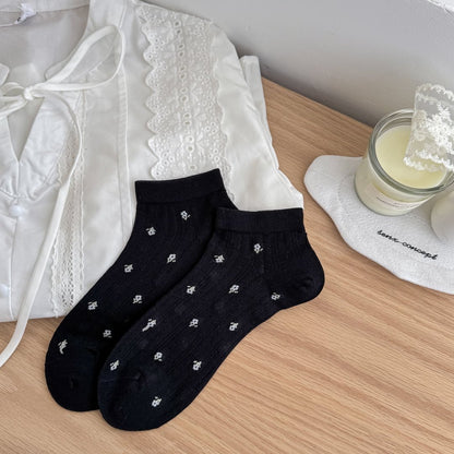 PETAL original black floral pointelle ankle sock product photo
