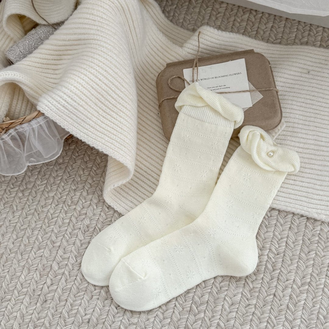 LUSTRE original ivory pearl ruffle sock product photo