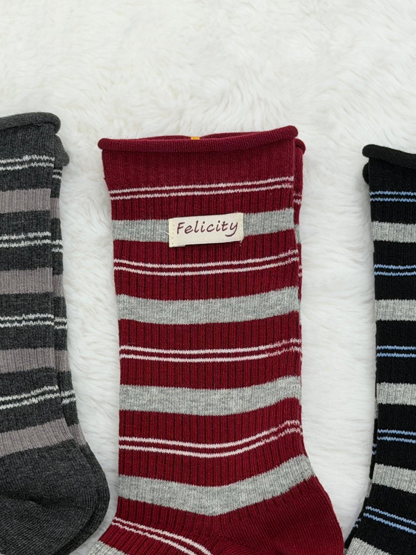 FELICITY 5-Pair Stripe Cotton Crew Sock Set