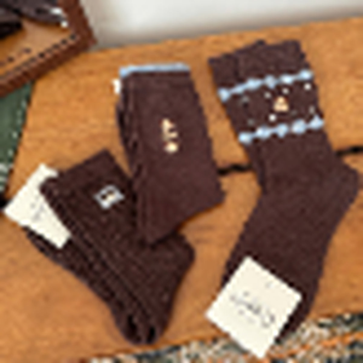 COCOA sock set with embroidered and striped designs