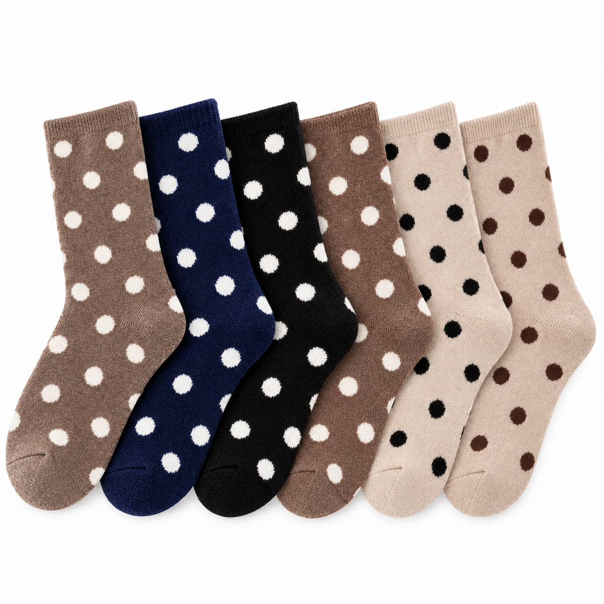 DOTTY 6-Pair Polka Dot Wool-Blend Crew Sock Set