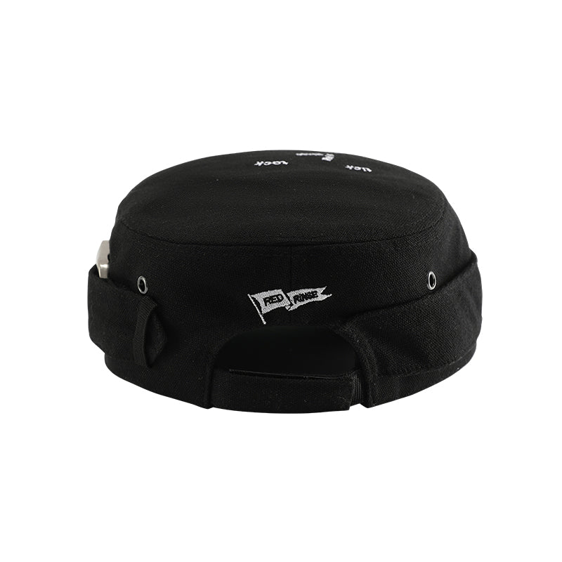 RHYTHM black flat-top cap rear flag embroidery