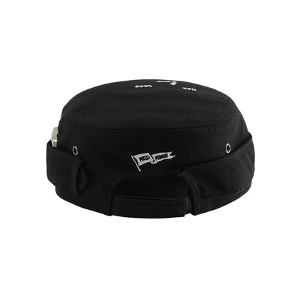 RHYTHM black flat-top cap rear flag embroidery