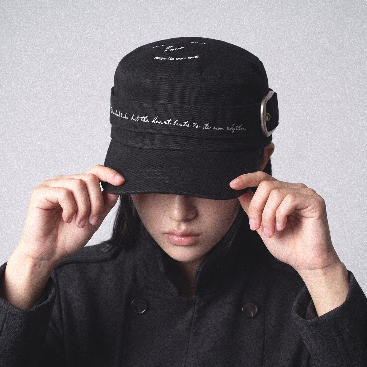 RHYTHM flat-top cap embroidered crown and curved brim detail