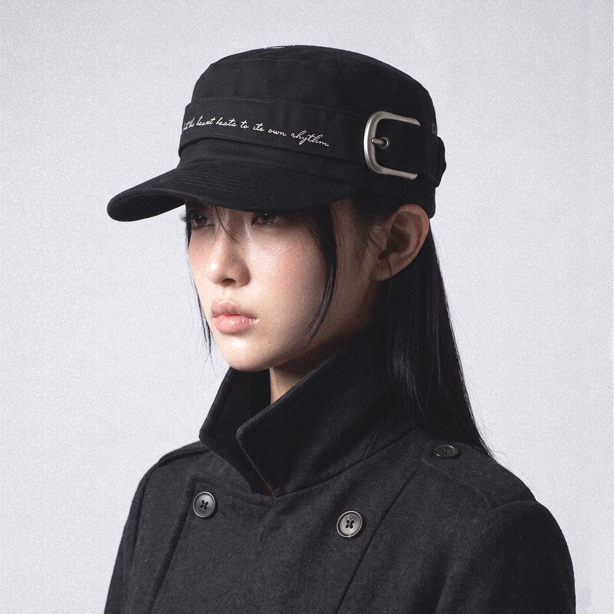 Black RHYTHM military-inspired cap side profile