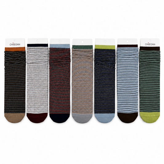 STRATA 7-Pair Contrast Stripe Cotton Sock Set