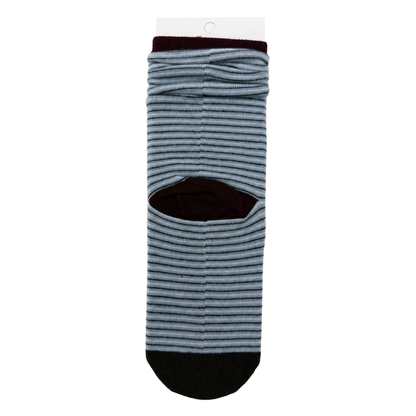 Light blue micro-stripe sock with black contrast details on pure white