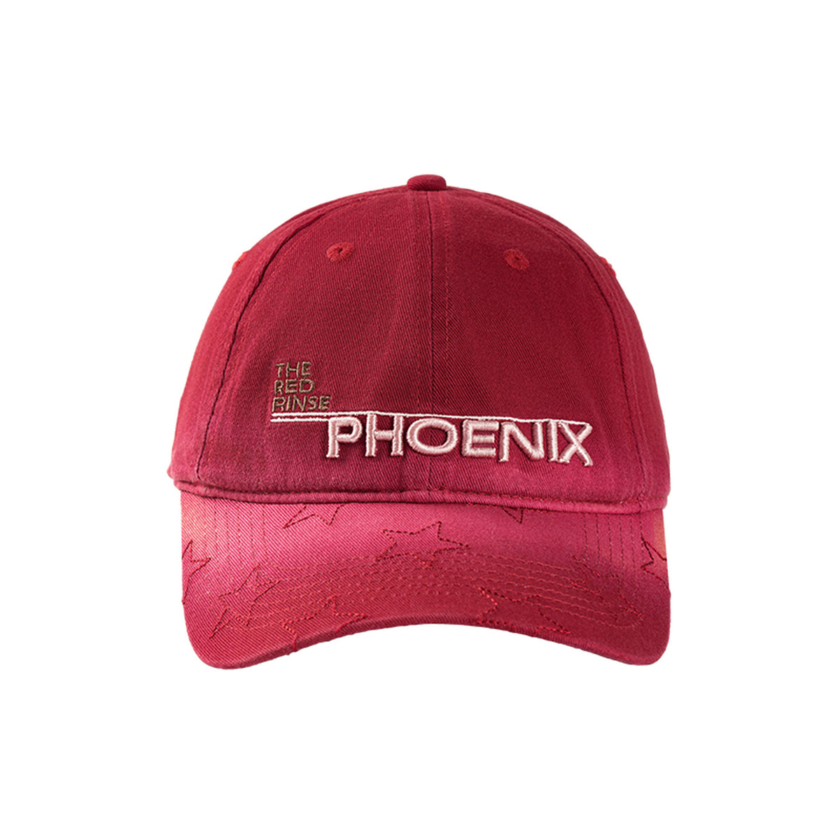 SUNBURN red sun-faded baseball cap with embroidered stars on the curved brim