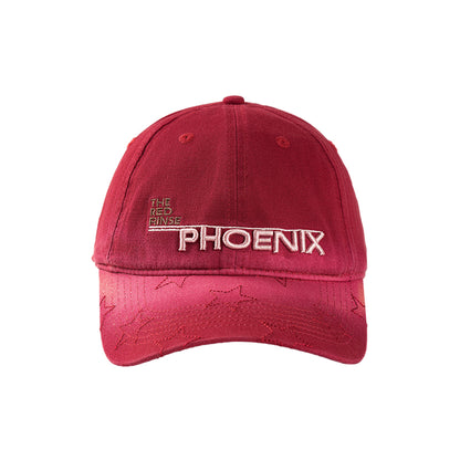 SUNBURN red sun-faded baseball cap with embroidered stars on the curved brim