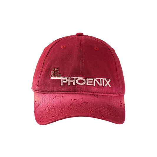 SUNBURN red sun-faded baseball cap with embroidered stars on the curved brim